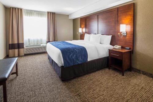 a hotel room with a large bed and a window at Comfort Suites El Paso Airport in El Paso