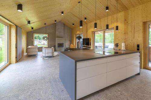 Kuchyň nebo kuchyňský kout v ubytování Ferienhaus TierbachLodge