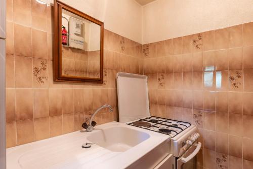 ルオムにあるAppartement de charmeのシンクとコンロのある小さなキッチン