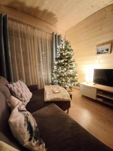 Χώρος καθιστικού στο Domek Luna Wilcza Zagroda