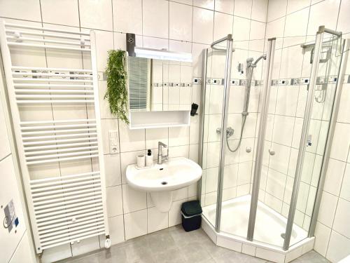 Koupelna v ubytování FlexHome Stadtnatur Ferienwohnung