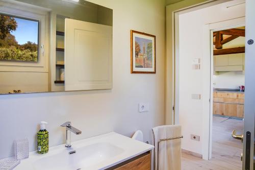 a bathroom with a sink and a mirror at Casa Ulivo in Orbetello