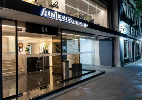 a store front of a building with a sign on it at Amberes 64, an Ascend Collection Hotel in Mexico City