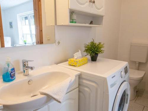 Salle de bains dans l'établissement Ferienunterkunfte Wusterhusen