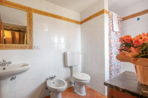 une salle de bain avec toilettes et lavabo dans l'établissement Universal Harmony - Poiana, à Dicomano
