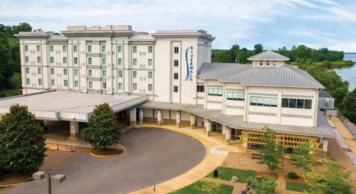 an aerial view of a hotel with a large building at Riverwalk Casino Hotel in Vicksburg