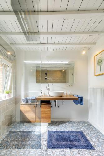 a bathroom with a sink and a mirror at B&B Hof Ter Koningen in Aalst