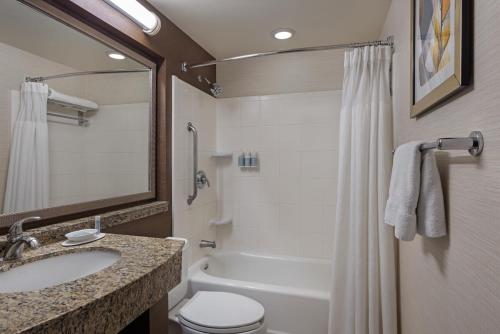 a bathroom with a sink and a toilet and a shower at Fairfield Inn Sacramento Cal Expo in Sacramento