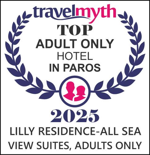 ein Logo für ein erstklassiges, nur geprüftes Hotel in Paros in der Unterkunft Lilly Residence-All Sea View Suites, Adults Only in Naoussa