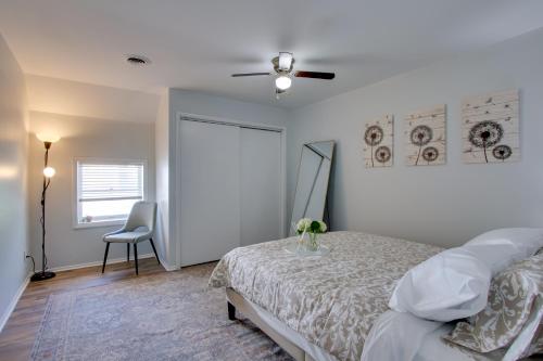 a bedroom with a bed and a ceiling fan at Peaceful Country Apt Extended Stays Welcome! in Pataskala