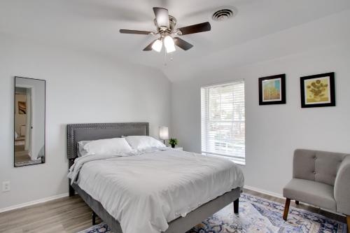 a bedroom with a bed and a ceiling fan at 21 Mi to Dtwn Columbus Quiet Country Escape in Pataskala
