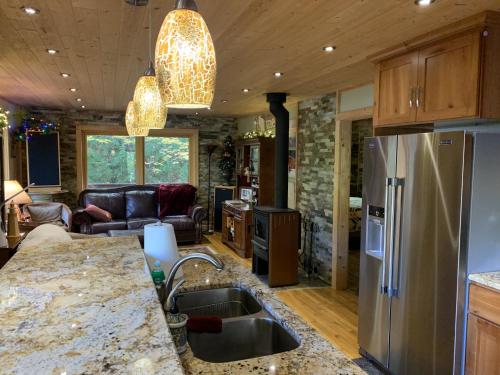 贝菲尔德Hauser's Bayfield Cabin的带水槽和冰箱的厨房