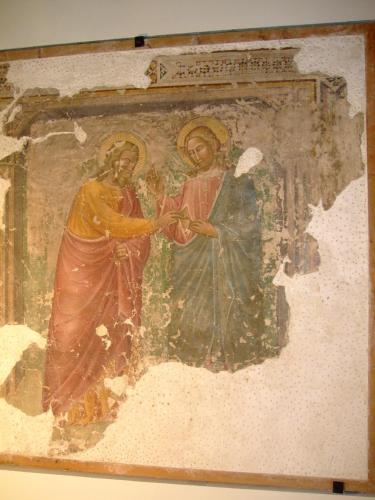 a painting of two women on the side of a wall at Palazzo Tarlati - Hotel de Charme - Residenza d'Epoca in Civitella in Val di Chiana