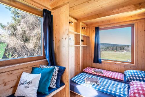 BieselbergにあるTiny Houses der Dorfscheuneの小さな家 ソファーと窓付