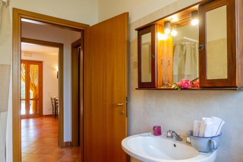 a bathroom with a sink and a mirror at Trilo Dalia in Marina di Grosseto