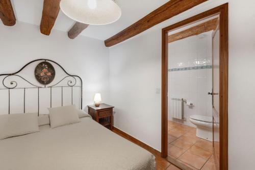une chambre avec un lit et une salle de bain avec WC dans l'établissement Masoveria De Vilanova, à Sagás