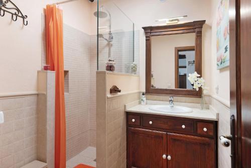 テギセにあるCasa Golondrinaの洗面台とシャワー付きのバスルーム
