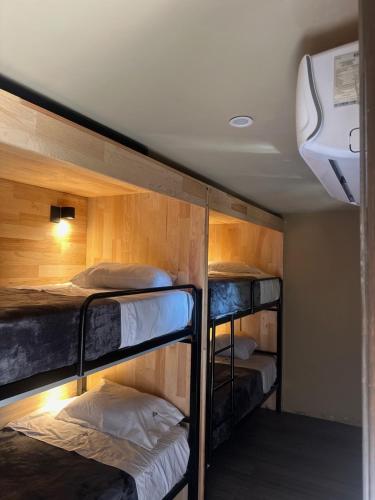 a group of bunk beds in a room at La Selva Hostel in Mexico City