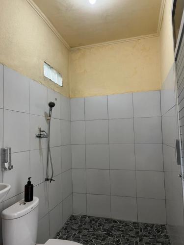a bathroom with a toilet and a sink at Dragonfly Senaru Lodge in Senaru