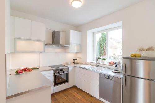 Kuchyň nebo kuchyňský kout v ubytování Gartenhaus Land-Idylle in der Stadt