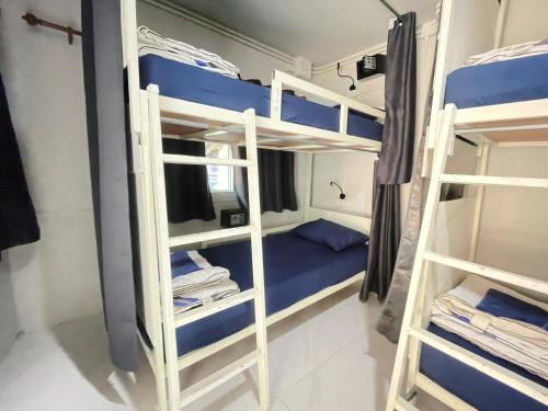 Zimmer mit 2 Etagenbetten in einem Zimmer in der Unterkunft Babyshark Hostel - Loh Dalum Bay in Ko Phi Phi