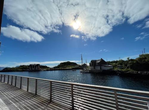 a view of a river from a bridge at KB Fisherman Cabin - NR3 - Stamsund in Stamsund