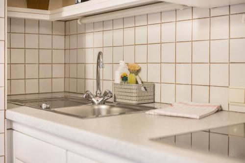 多比亚科Haus zur Vogelweide App 5的厨房水槽设有水龙头和台面