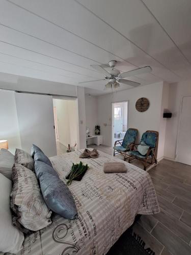 OranjevilleにあるVaalatonの大きなベッドと枕のある寝室