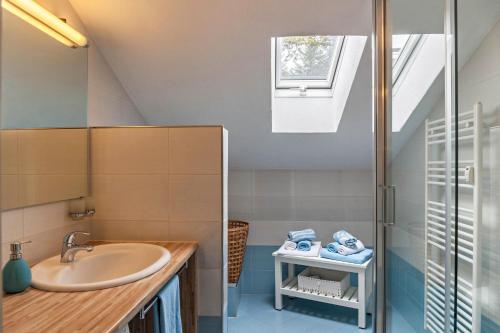 Ένα μπάνιο στο Ferienwohnung Wank