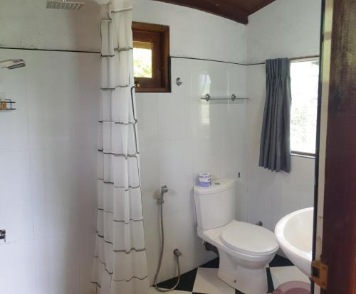 埃拉艾拉山舒适小屋的带马桶和水槽的浴室