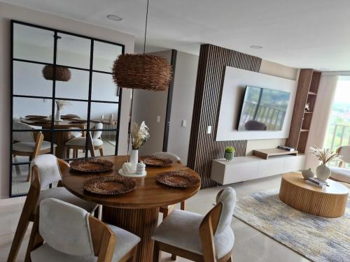 Posezení v ubytování Refugio de lujo con vista a la cordillera central