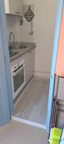 Kuchyň nebo kuchyňský kout v ubytování studio plage de l'anse caritan