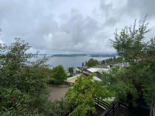 a view of a body of water with trees at Apartment for rent in Oslo