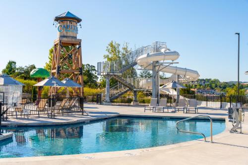 a water park with a roller coaster at Grand Crowne Resort in Branson