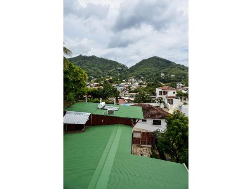 a view from the roof of a house with a green roof at Nuestra Casa in San Juan del Sur