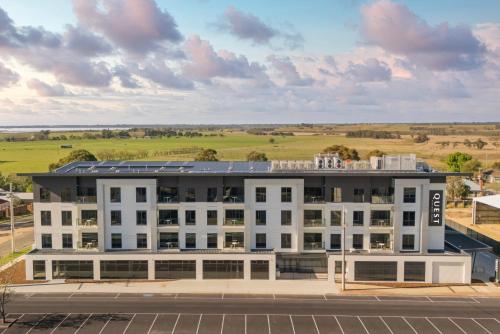 an aerial view of a large white building at Quest Bairnsdale in Bairnsdale