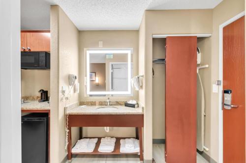 レイクウッドにあるComfort Suites Lakewood - Denverの洗面台と鏡のあるバスルーム