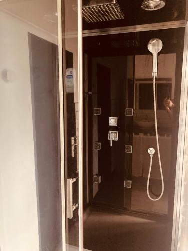 a shower in a bathroom with a shower at La petite Maison in Pougues-les-Eaux