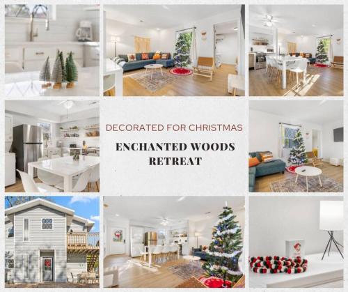 a collage of homes decorated for christmas organized woods retirement at Enchanted Woods Retreat-Decorated for Christmas in Branson