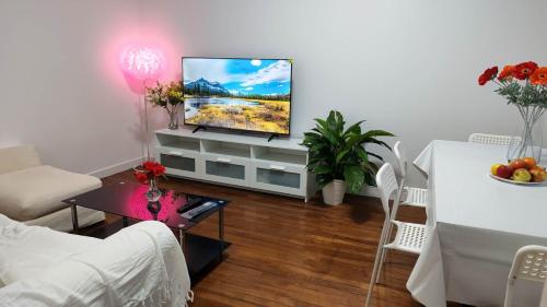 Μια τηλεόραση ή/και κέντρο ψυχαγωγίας στο 2靠近奥利机场 巴黎圣母院 埃菲尔铁塔 卢浮宫凯旋门 经济大床双人间