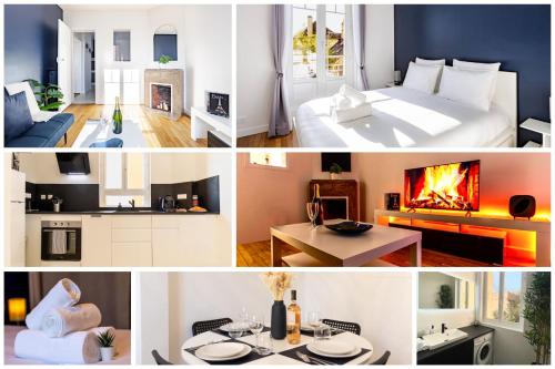 un collage de fotos de una habitación de hotel en Élégance & confort - aux portes de Paris, en Aulnay-sous-Bois