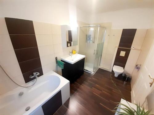 Koupelna v ubytování Helle Altbauwohnung