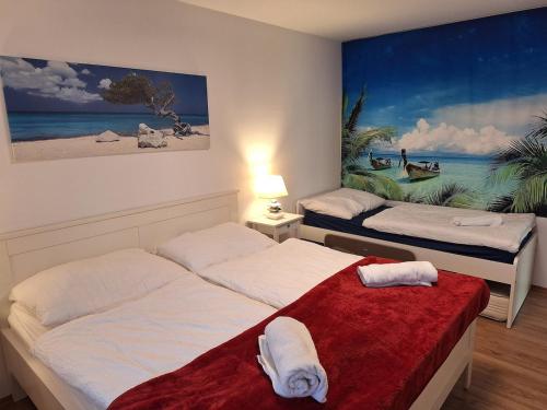 Ένα ή περισσότερα κρεβάτια σε δωμάτιο στο House with garden close to Vienna & Airport