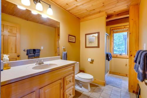 Baño con lavabo y aseo en una cabaña en 4 Mi to Stratton! Group Getaway with Deck and Views, en Stocker Acres