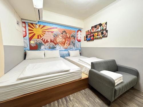 Postel nebo postele na pokoji v ubytování 逢甲Morning