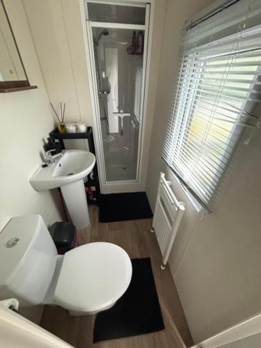 Ένα μπάνιο στο Stunning Pet Friendly 2 bed StaticCaravan in Clarach Bay 2017 model