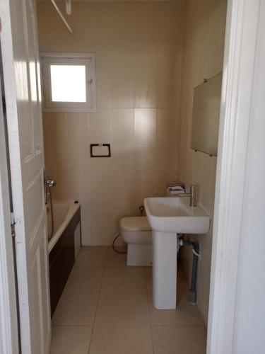 a small bathroom with a sink and a toilet at Dar selma in Port El Kantaoui
