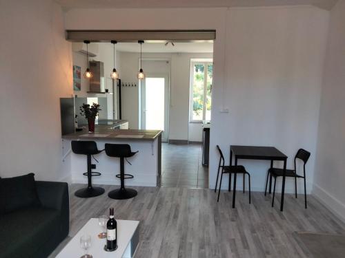 Η κουζίνα ή μικρή κουζίνα στο Appartement au bord de l'Yxeure au rez de chaussée avec terrain