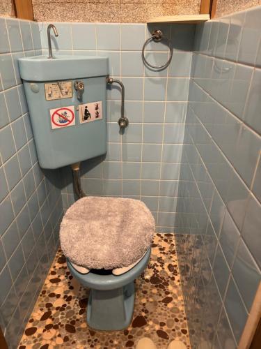 a bathroom with a blue toilet in a room at BUNKA HOUSE OSAKA room d in Osaka