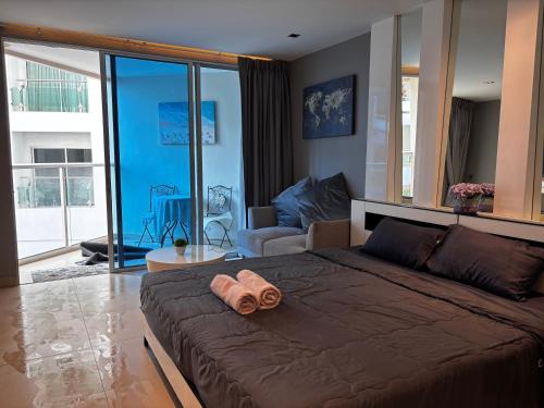 Χώρος καθιστικού στο Tropical studio with seaview